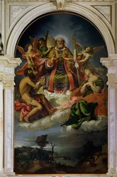 St. Nikolaus in Herrlichkeit mit Heiligen
